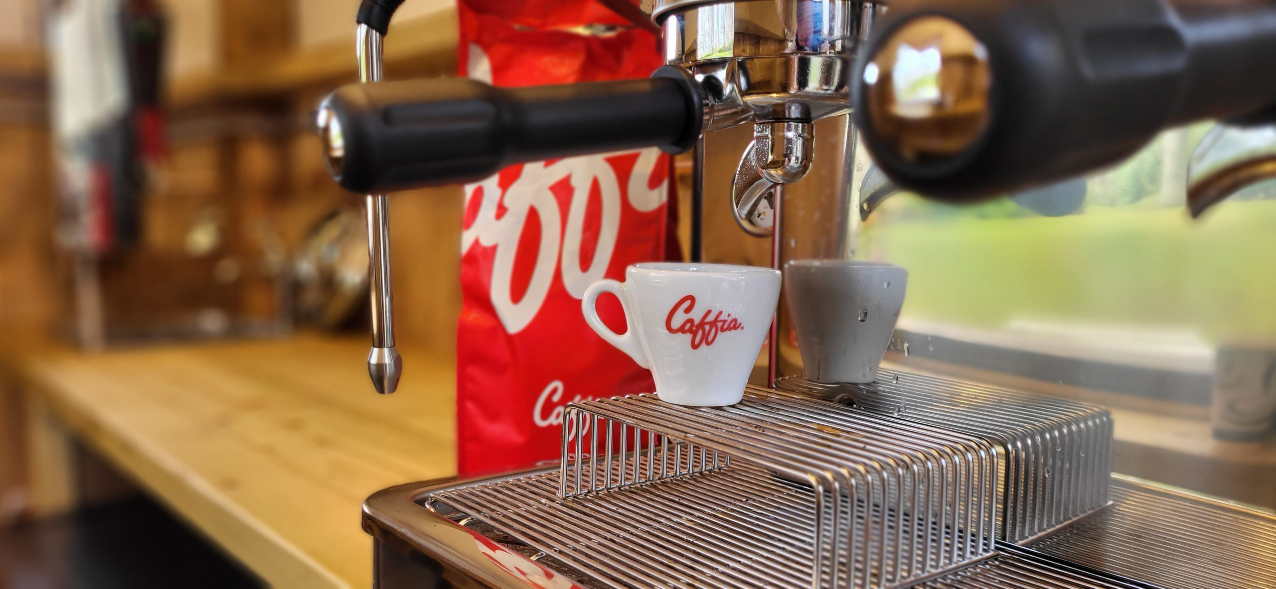 Close-up of coffee being served from the trailer unit