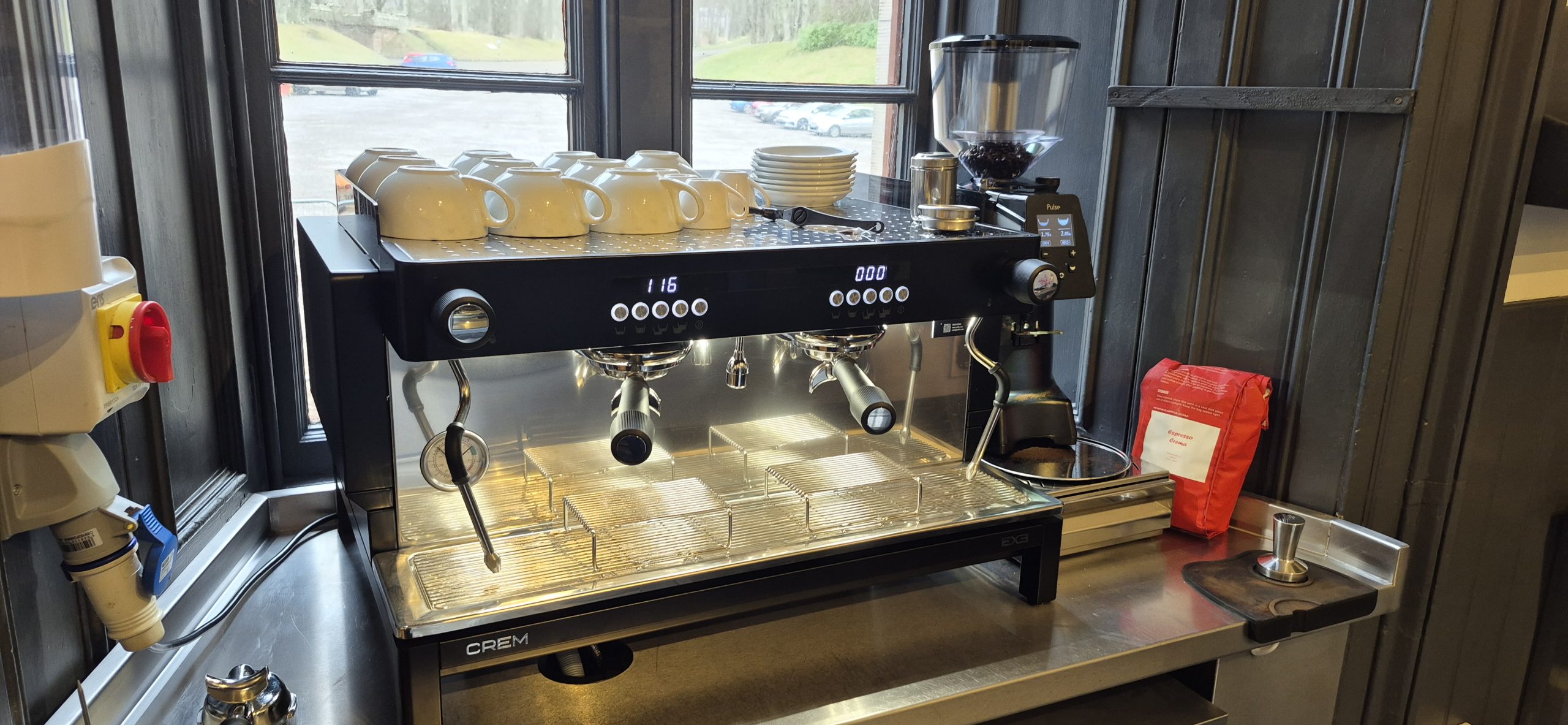 CREM EX3 2 Group traditional espresso machine installed at Dunrobin Castle
